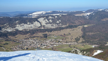 Картинка города -+панорамы облака снег горы