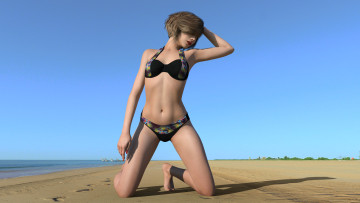 обоя 3д графика, люди , people, взгляд, фон, девушка