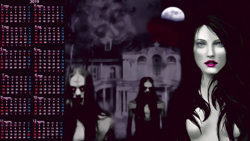 Картинка календари фэнтези нежить девушка призрак луна дом