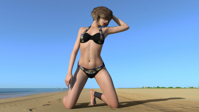 Обои картинки фото 3д графика, люди , people, взгляд, фон, девушка