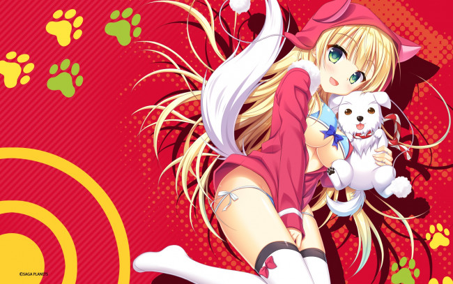 Обои картинки фото аниме, животные,  существа, девушка, секси