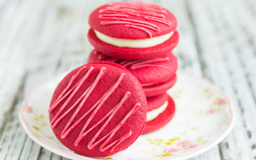 обоя еда, макаруны, лакомство, малиновые