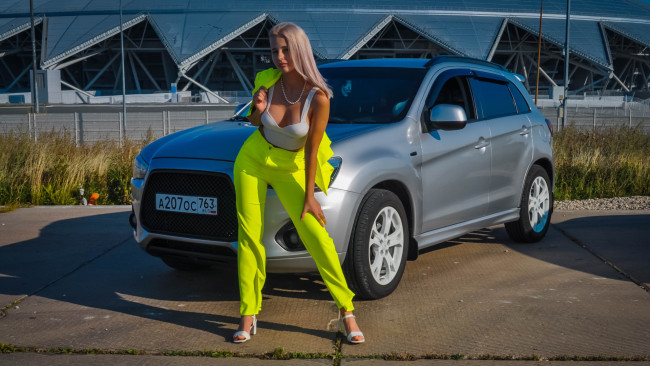 Обои картинки фото автомобили, -авто с девушками, mitsubishi, asx