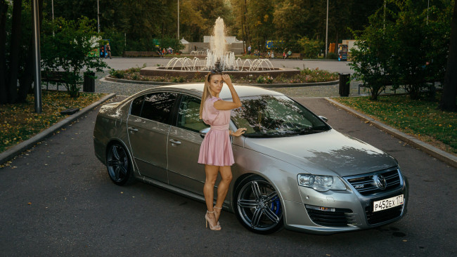 Обои картинки фото автомобили, -авто с девушками, volkswagen, passat, r36, turbo