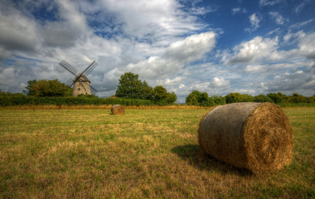 Обои картинки фото природа, поля, мельница