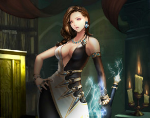 Картинка фэнтези девушки магия рукоядка свечи девушка фэнетзи joo hyung lee арт