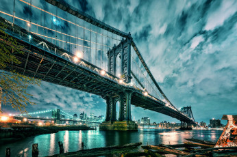 Картинка города -+мосты brooklyn new york bridges