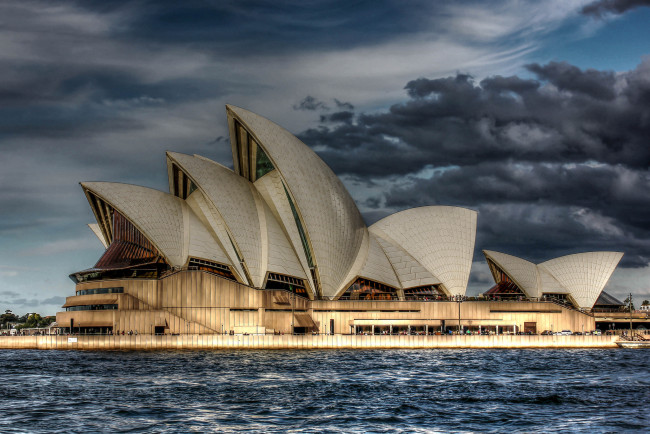 Обои картинки фото города, сидней , австралия, тучи, море, небо, строения, город