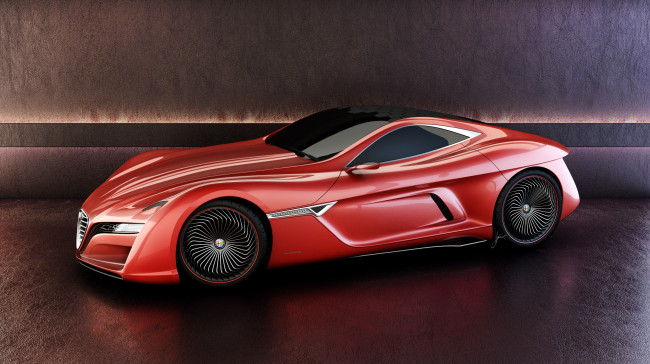 Обои картинки фото alfa romeo 12c gts concept, автомобили, 3д, alfa, romeo, 12c, gts, concept, car, 3d