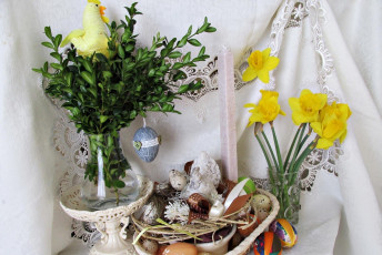 Картинка праздничные пасха нарциссы композиция