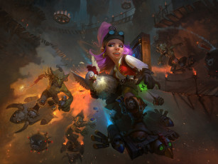 Картинка видео+игры hearthstone +heroes+of+warcraft гоблины погоня девушка курица
