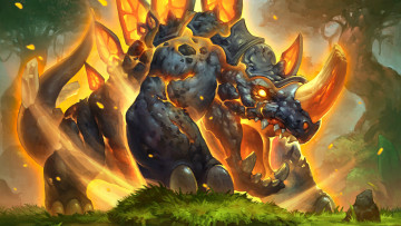 Картинка видео+игры hearthstone +heroes+of+warcraft деревья камни огонь динозавр