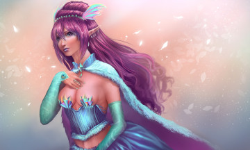 Картинка фэнтези эльфы девушка фон ушки корсет