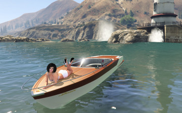 Картинка 3д+графика люди+ people девушка фон взгляд катер вода