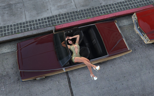 Обои картинки фото 3д графика, люди-авто, мото , people- car ,  moto, девушка, фон, взгляд, автомобиль