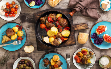 Картинка еда разное овощи мясо маслины