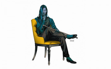 Картинка рисованное valentina+remenar мужчина трость кресло