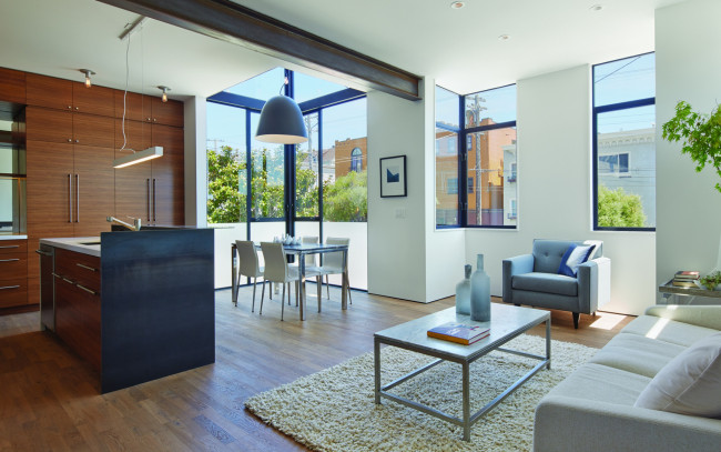 Обои картинки фото интерьер, кухня, мягкий, уголок, стол, стулья