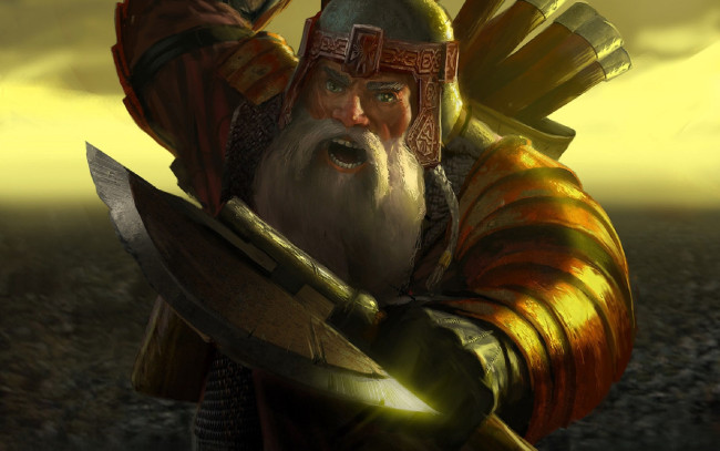 Обои картинки фото видео игры, the lord of the rings,  the battle for middle earth ii, гном, воин, оружие, топор