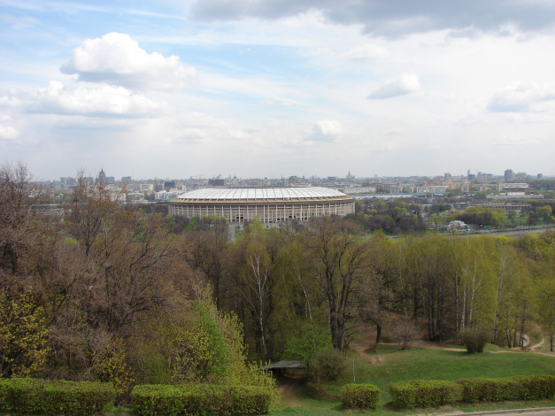 Обои картинки фото панорама, москвы, воробьевых, гор, города, москва, россия