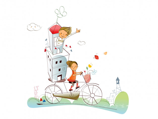 Обои картинки фото рисованные, дети