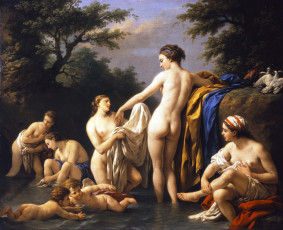 обоя venus, and, nymphs, bathing, рисованные, louis, jean, francois, lagrenee, нимфа, венера