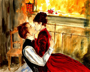 Картинка милый друг рисованные люди камни деревья вода мопассан