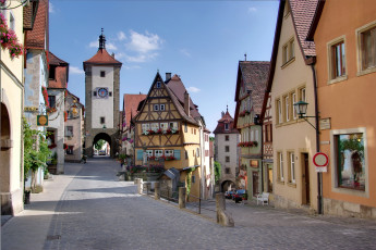Картинка города улицы площади набережные германия rothenburg