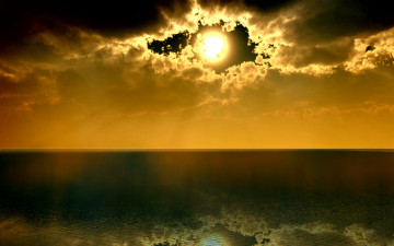 Картинка 3д графика nature landscape природа отражение глаз солнце горизонт небо