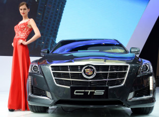 Картинка cadillac+cts автомобили авто+с+девушками модель авто выставка