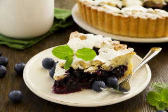 Картинка еда пироги черника мята кусок