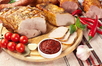 Картинка еда мясные+блюда буженина помидоры перец чеснок