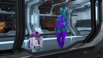 Картинка 3д+графика fantasy+ фантазия девушка существо космический корабль взгляд