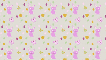 Картинка векторная+графика кролики бабочки цветы