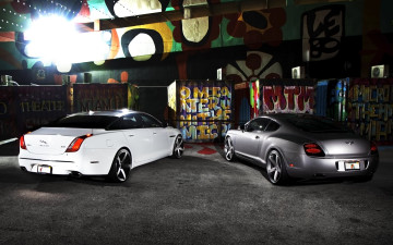 обоя jaguar xjl & bentley continental gt, автомобили, разные вместе, cars
