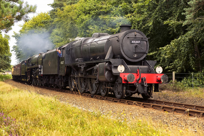 Обои картинки фото техника, паровозы, состав, паровоз, рельсы, дорога, железная