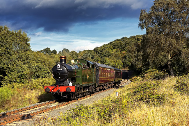 Обои картинки фото техника, паровозы, состав, железная, дорога, паровоз, рельсы