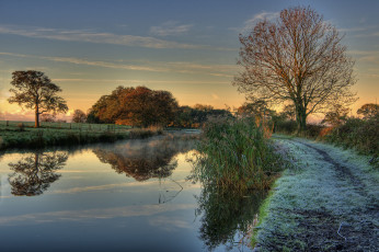 Картинка природа реки озера река иней лес