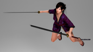 Картинка 3д+графика аниме+ anime фон взгляд мечи девушка