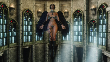 Картинка 3д+графика существа+ creatures демон взгляд фон девушка крылья