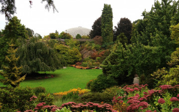 Картинка природа парк поляна трава зелень цветы канада сад van dusen gardens vancouver кусты деревья