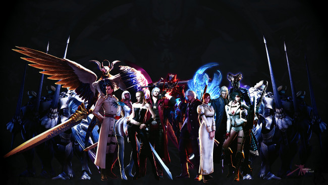 Обои картинки фото видео игры, devil may cry, персонажи, арт, artist, devil, may, cry, dante, lady, character, trish, vergil, tagme