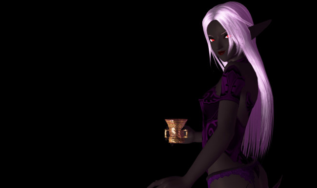 Обои картинки фото 3д графика, эльфы , elves, чаша, фон, эльфийка, взгляд