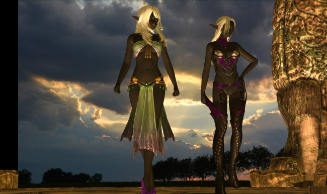 Обои картинки фото 3д графика, эльфы , elves, взгляд, эльфийки, фон