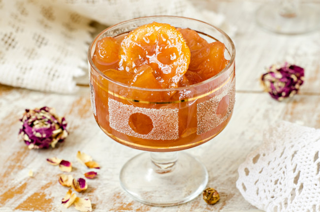 Обои картинки фото еда, мёд,  варенье,  повидло,  джем, вазочка, варенье, апельсин