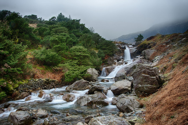 Обои картинки фото природа, водопады, водопад, река, лес