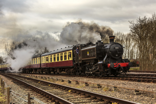 Обои картинки фото техника, паровозы, дорога, железная, паровоз, рельсы