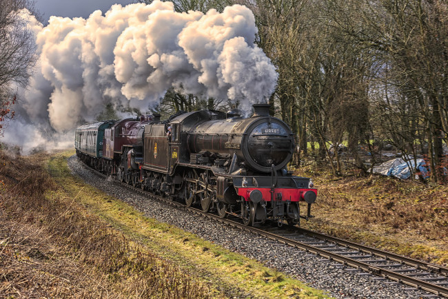 Обои картинки фото техника, паровозы, паровоз, рельсы, дорога, железная