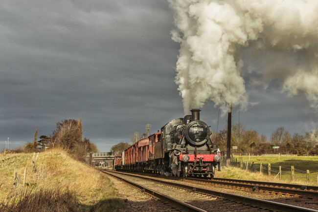 Обои картинки фото техника, паровозы, паровоз, рельсы, дорога, железная