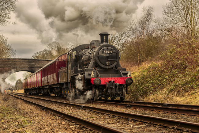 Обои картинки фото техника, паровозы, рельсы, паровоз, дорога, железная